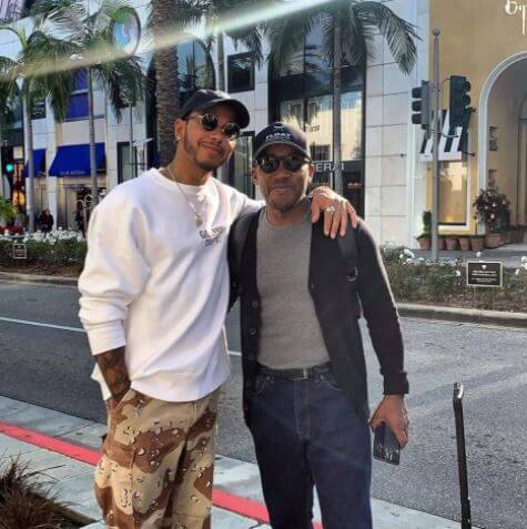 Nicola Lockhart's half brother, Lewis Hamilton, with his father, Anthony.